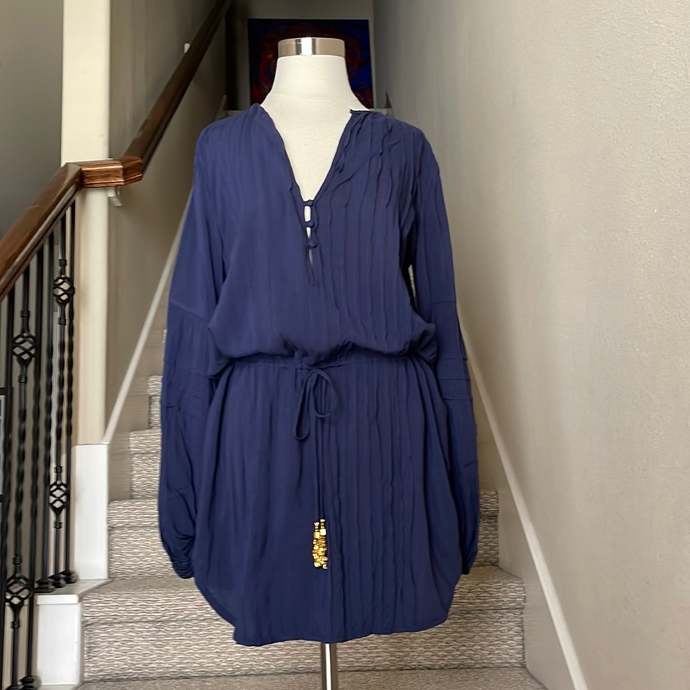 VIX Paula Hermanny Sz M navy pleated beach tunic